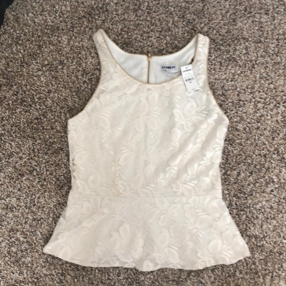 NWT cream lace Express top